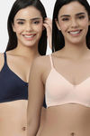 Eden Padded  Non-Wired Full Coverage T-Shirt Bra (Pack of 2) - NavybluePeach — thumbnail 1