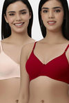 Eden Padded  Non-Wired Full Coverage T-Shirt Bra (Pack of 2) - PeachRed — thumbnail 1