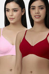 Eden Padded  Non-Wired Full Coverage T-Shirt Bra (Pack of 2) - PinkRed — thumbnail 1