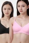 Eden Padded  Non-Wired Full Coverage T-Shirt Bra (Pack of 2) - BlackPink — thumbnail 1