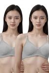 Eden Padded  Non-Wired Full Coverage T-Shirt Bra (Pack of 2) - GreyGrey — thumbnail 1