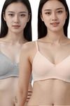 Eden Padded  Non-Wired Full Coverage T-Shirt Bra (Pack of 2) - GreyPeach — thumbnail 1