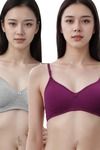 Eden Padded  Non-Wired Full Coverage T-Shirt Bra (Pack of 2) - GreyWine — thumbnail 1