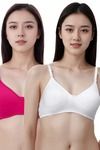 Eden Padded  Non-Wired Full Coverage T-Shirt Bra (Pack of 2) - MagentaWhite — thumbnail 1