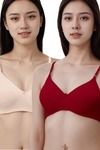 Eden Padded  Non-Wired Full Coverage T-Shirt Bra (Pack of 2) - PeachRed — thumbnail 1