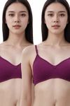 Eden Padded  Non-Wired Full Coverage T-Shirt Bra (Pack of 2) - WineWine — thumbnail 1
