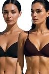 Eden Double Layered Non-Wired 3/4th Coverage T-Shirt Bra (Pack of 2) - Multicolor — thumbnail 1