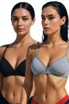 Eden Double Layered Non-Wired 3/4th Coverage T-Shirt Bra (Pack of 2) - Multicolor — thumbnail 1
