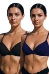 Eden Double Layered Non-Wired 3/4th Coverage T-Shirt Bra (Pack of 2) - Multicolor — thumbnail 1