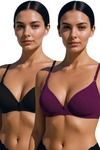 Eden Double Layered Non-Wired 3/4th Coverage T-Shirt Bra (Pack of 2) - Multicolor — thumbnail 1