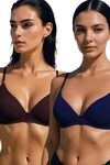 Eden Double Layered Non-Wired 3/4th Coverage T-Shirt Bra (Pack of 2) - Multicolor — thumbnail 1