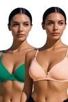 Eden Double Layered Non-Wired 3/4th Coverage T-Shirt Bra (Pack of 2) - Multicolor — thumbnail 1