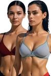 Eden Double Layered Non-Wired 3/4th Coverage T-Shirt Bra (Pack of 2) - Multicolor — thumbnail 1