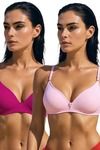 Eden Double Layered Non-Wired 3/4th Coverage T-Shirt Bra (Pack of 2) - Multicolor — thumbnail 1