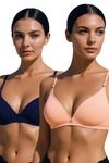 Eden Double Layered Non-Wired 3/4th Coverage T-Shirt Bra (Pack of 2) - Multicolor — thumbnail 1