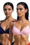 Eden Double Layered Non-Wired 3/4th Coverage T-Shirt Bra (Pack of 2) - Multicolor — thumbnail 1