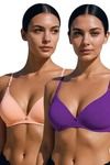 Eden Double Layered Non-Wired 3/4th Coverage T-Shirt Bra (Pack of 2) - Multicolor — thumbnail 1