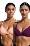 Eden Double Layered Non-Wired 3/4th Coverage T-Shirt Bra (Pack of 2) - Multicolor — thumbnail 1