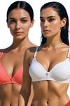 Eden Double Layered Non-Wired 3/4th Coverage T-Shirt Bra (Pack of 2) - Multicolor — thumbnail 1