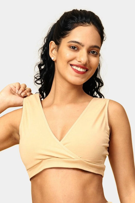The Mom Store Non Wired Full Coverage Maternity Nursing Sleep Bra - Beige — image 4