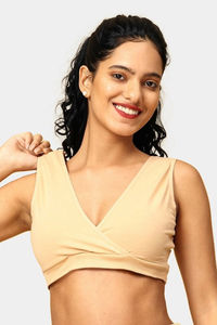 The Mom Store Non Wired Full Coverage Maternity Nursing Sleep Bra - Beige — thumbnail 4