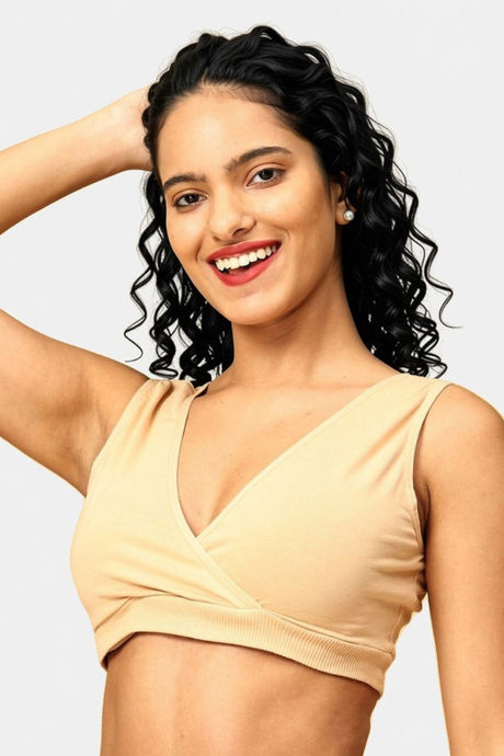 The Mom Store Non Wired Full Coverage Maternity Nursing Sleep Bra - Beige — image 5