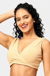 The Mom Store Non Wired Full Coverage Maternity Nursing Sleep Bra - Beige — thumbnail 5