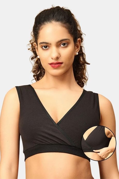 The Mom Store Non Wired Full Coverage Maternity Nursing Sleep Bra - Black Buy The Mom Store Non Wired Full Coverage Maternity Nursing Sleep Bra - Black
