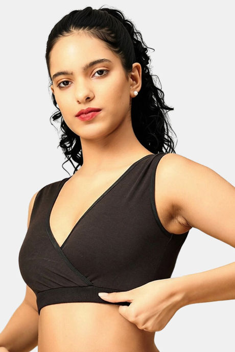 The Mom Store Non Wired Full Coverage Maternity Nursing Sleep Bra - Black — image 3
