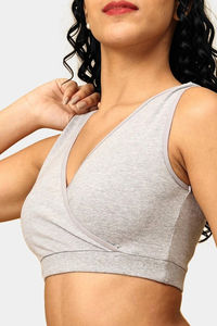 The Mom Store Non Wired Full Coverage Maternity Nursing Sleep Bra - Grey — thumbnail 3