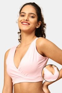 The Mom Store Non Wired Full Coverage Maternity Nursing Sleep Bra - Pink — thumbnail 1
