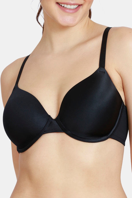 Zivame Soft n Sheen Padded Wired 3/4th Coverage T-Shirt Bra - Black — image 4