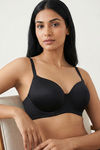 Zivame Soft n Sheen Padded Non Wired 3/4th Coverage T-Shirt Bra - Black — thumbnail 1