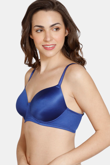 Zivame Soft n Sheen Padded Non Wired 3/4Th Coverage T-Shirt Bra - Blue — image 4