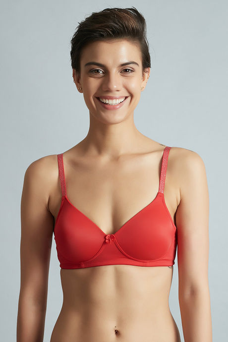 Zivame Glitter Straps Padded Non Wired 3/4th Coverage T-Shirt Bra-Amaranth Red — image 3
