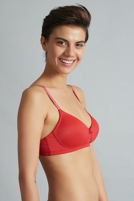 Zivame Glitter Straps Padded Non Wired 3/4th Coverage T-Shirt Bra-Amaranth Red — image 4