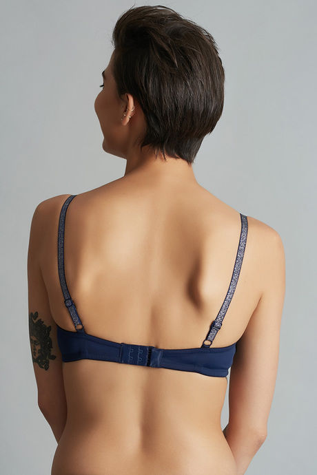 Zivame Glitter Straps Padded Non Wired 3/4th Coverage T-Shirt Bra-Nero Blue — image 2