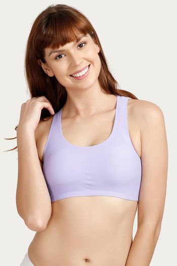 Rosaline Double Layered Non Wired 3/4th Coverage Bralette -Purple