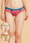 Zivame  Cotton Print n Solid Hipster Panty (Pack of 3)- Multicolor — thumbnail 1