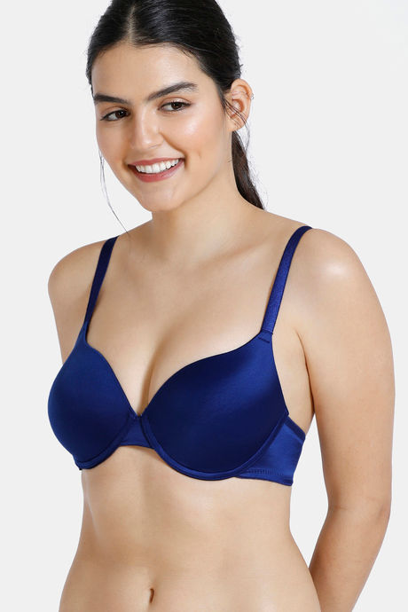 Zivame Soft n Sheen Push-Up Wired Medium Coverage T-Shirt Bra - Navy — image 3