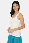 Zalza Teens Organic Cotton No Dig Strap Flat Seams Racer Back Top - White — thumbnail 2