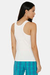 Zalza Teens Organic Cotton No Dig Strap Flat Seams Racer Back Top - White — thumbnail 3