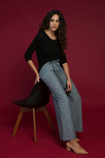model image of Zivame Flared Easy Fit Pants-Navy