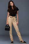 Zivame Chambray Paper Bag Waist Pants- Beige — thumbnail 2