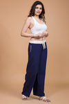 Zivame On The Go Flared Cotton Pants- Navy — thumbnail 2
