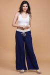 Zivame On The Go Flared Cotton Pants- Navy — thumbnail 4