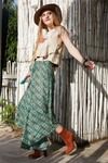 Zephyr Abstract Printed Flared Pants- Teal Carpet — thumbnail 3