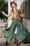 Zephyr Abstract Printed Flared Pants- Teal Carpet — thumbnail 5