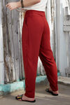 Zephyr Pleated Tapered Pants- Brown — thumbnail 2