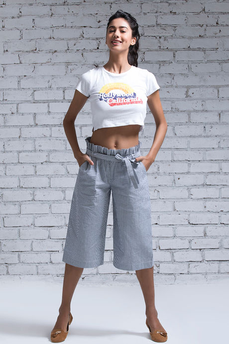 Zivame Culottes Pants- Blue N Off White — image 2